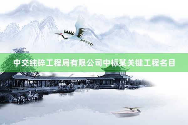 中交纯碎工程局有限公司中标某关键工程名目