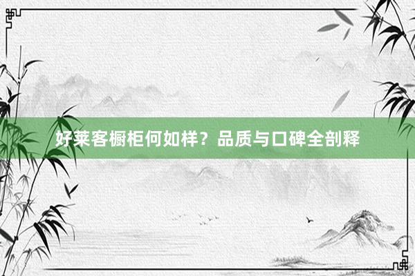 好莱客橱柜何如样？品质与口碑全剖释